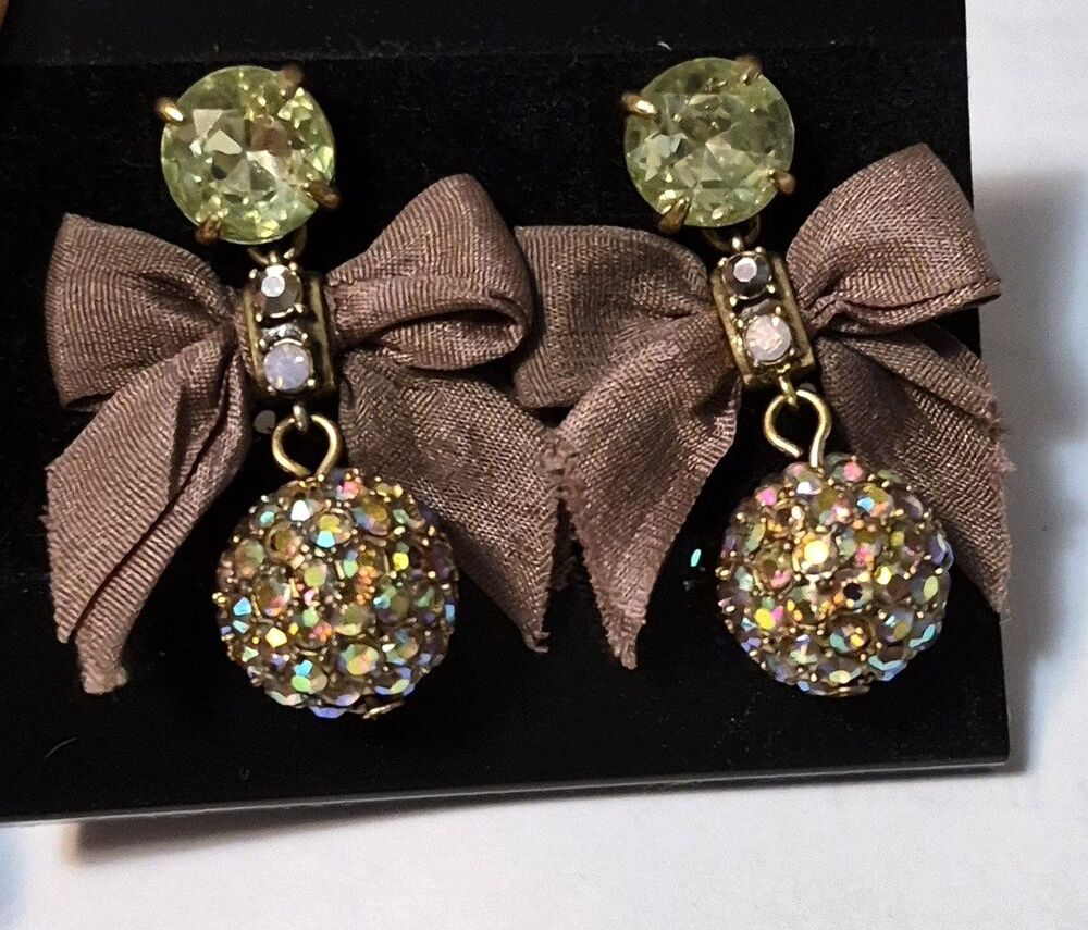 J Crew Dangle AB Rhinestone Ball Pierced Earrings